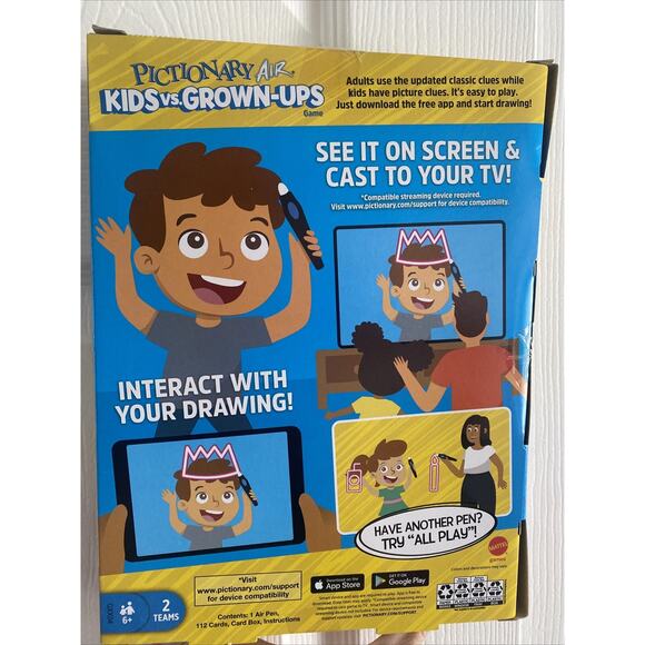 Mattel Games Pictionary Air Kids Vs. Grown-Ups Family Game‎ for Game Night GXX04 - Picture 2 of 3